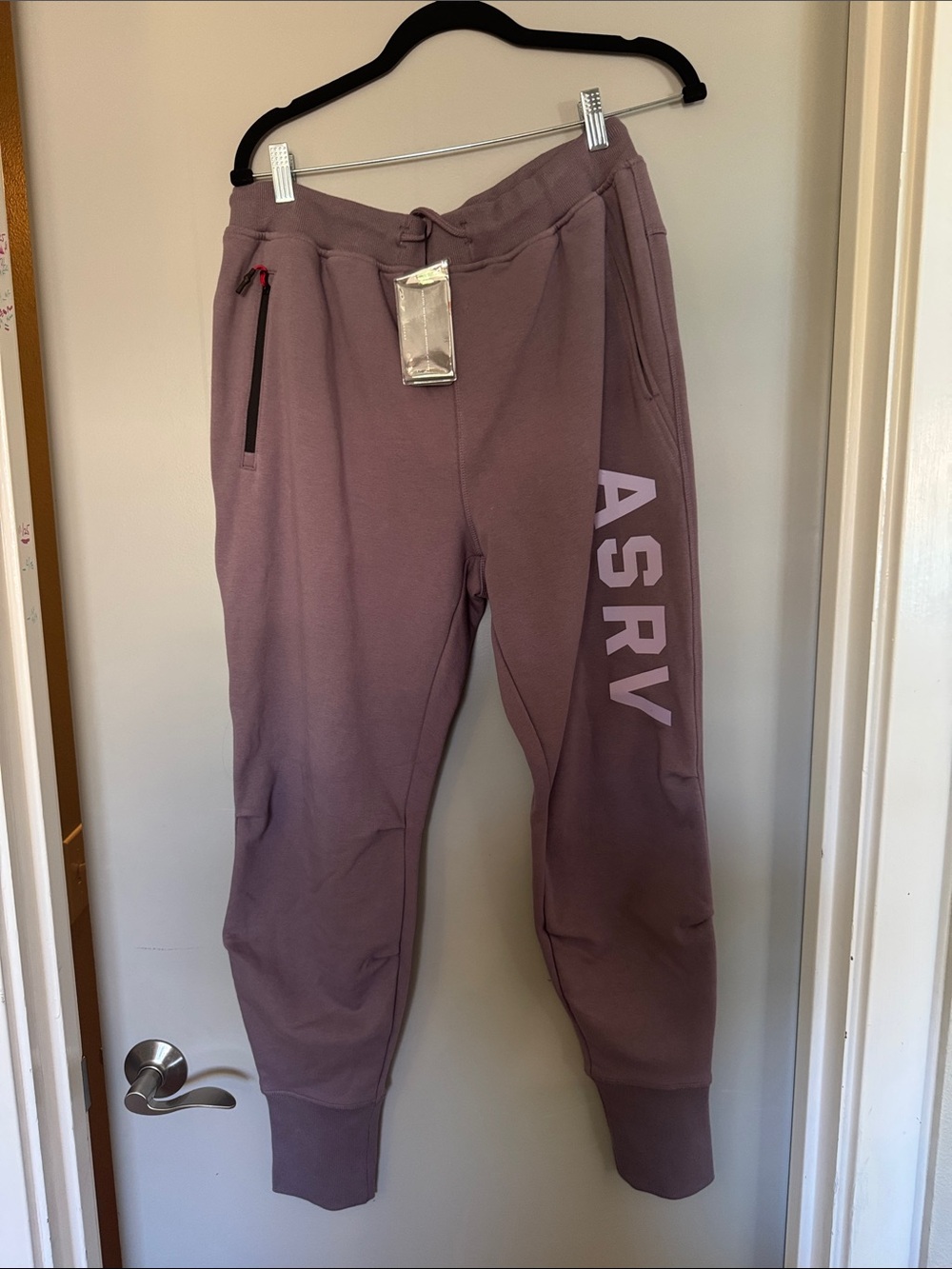ASRV Men’s large NWT Mauve-Purple Logo Jogger set Sweatpants